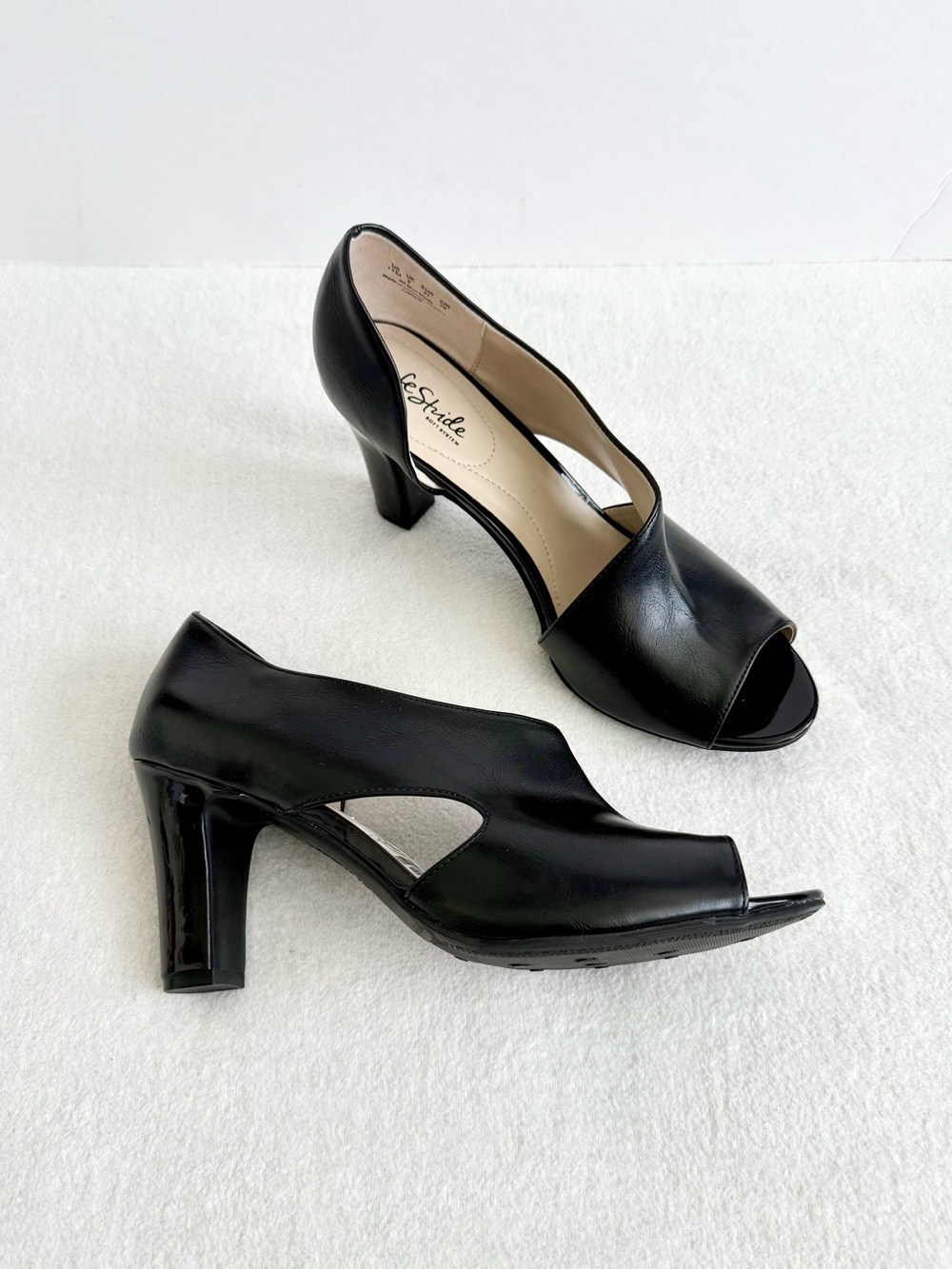 LifeStride Black Peep Toe Block Heel Pumps Women’s 11 Classic Comfort Office